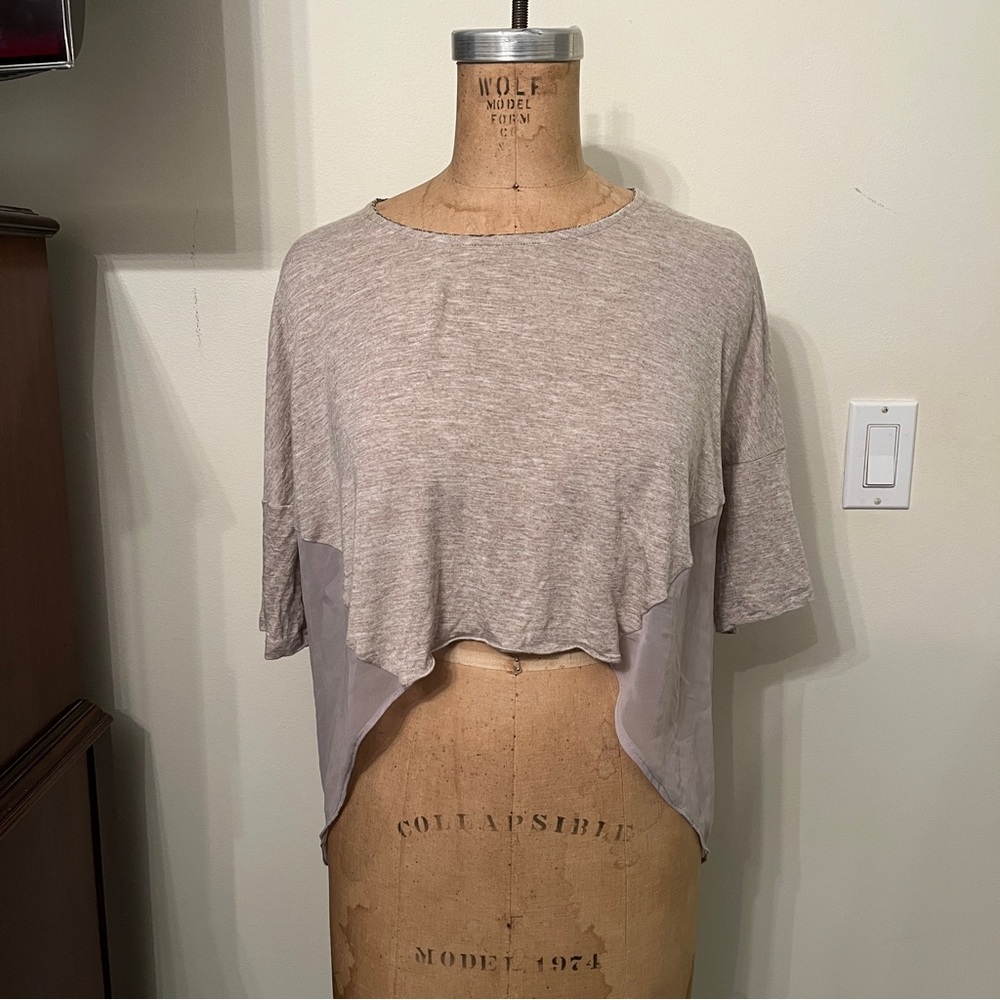 Gray Millau Long Sleeve Bohemian Sheer Blouse Top